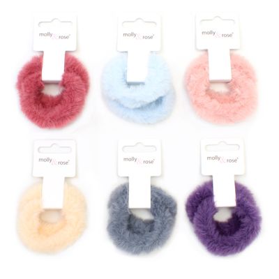 Small - Card of 2 Faux fur fabric scrunchies.Dia.4cm