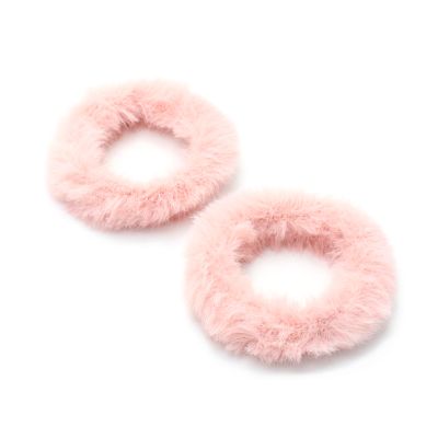 Small - Card of 2 Faux fur fabric scrunchies.Dia.4cm