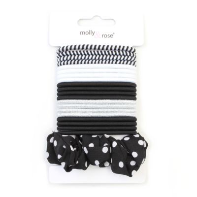 Black and white elastics & scrunchies set