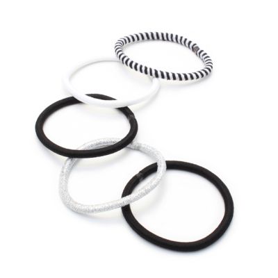 Black and white elastics & scrunchies set