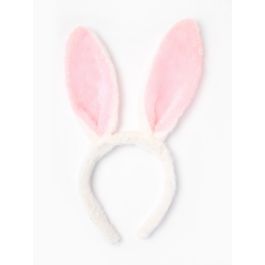 Pink and white fur fabric bunny rabbit ears aliceband.