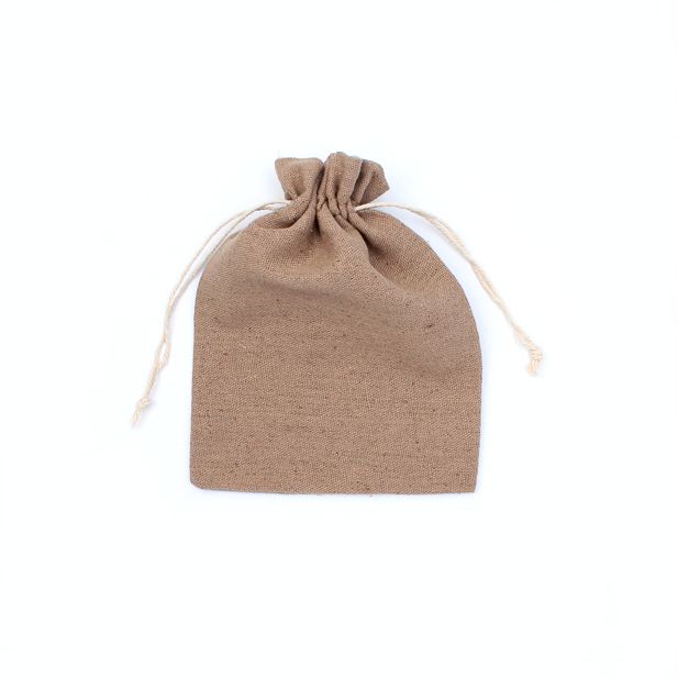 20x15cm. Taupe cotton mix drawstring bag - Inca