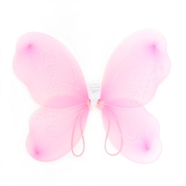 Size : 55x42cm Pink net fairy wings with white glitter swirl