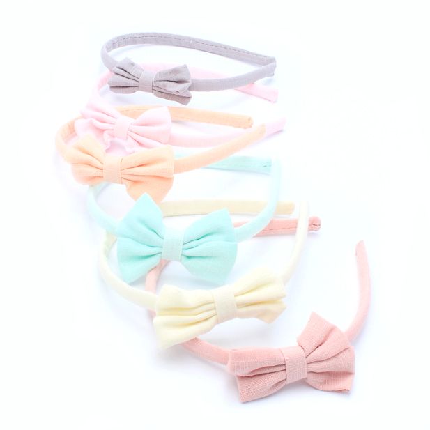 1cm wide 100% Cotton fabric aliceband with bow - Inca