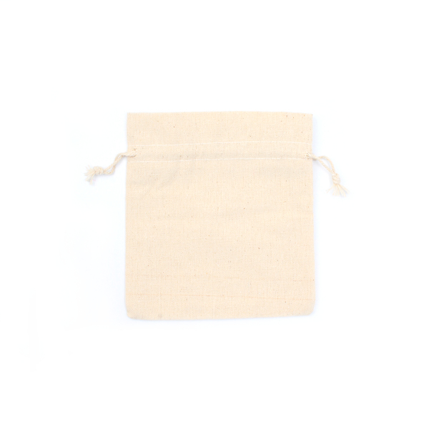 Cream Raw Cotton Drawstring Bag